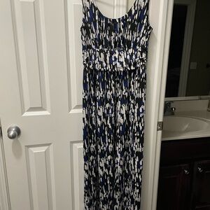 AB studio maxi dress - blue, black and white. Perfect for Easter or Wedding!